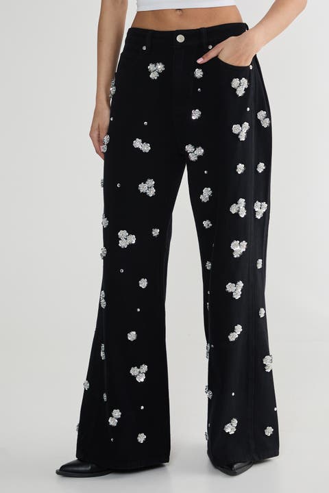 Limited Embellished Flower Applique Jean