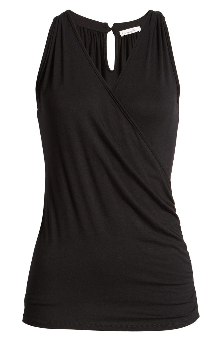 Loveappella Faux Wrap Tank, Alternate, color, Black