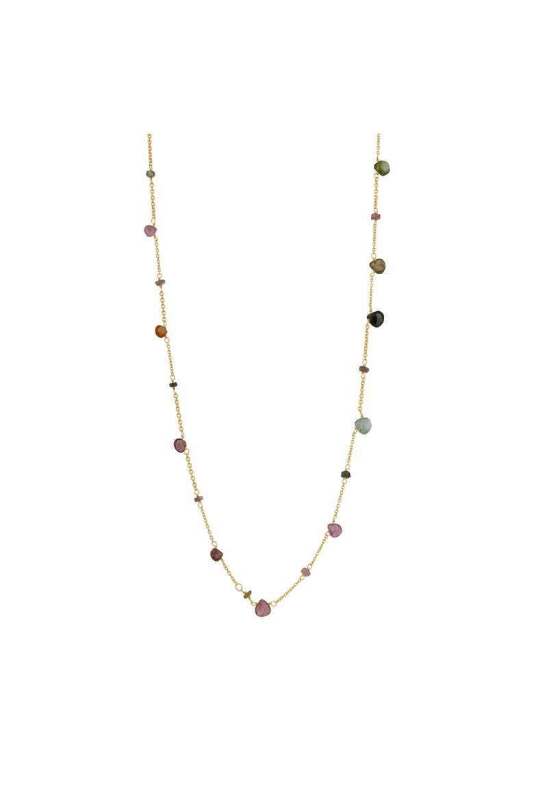 Sterling Silver Fine Tourmaline Long Necklace, Main, color, Gold