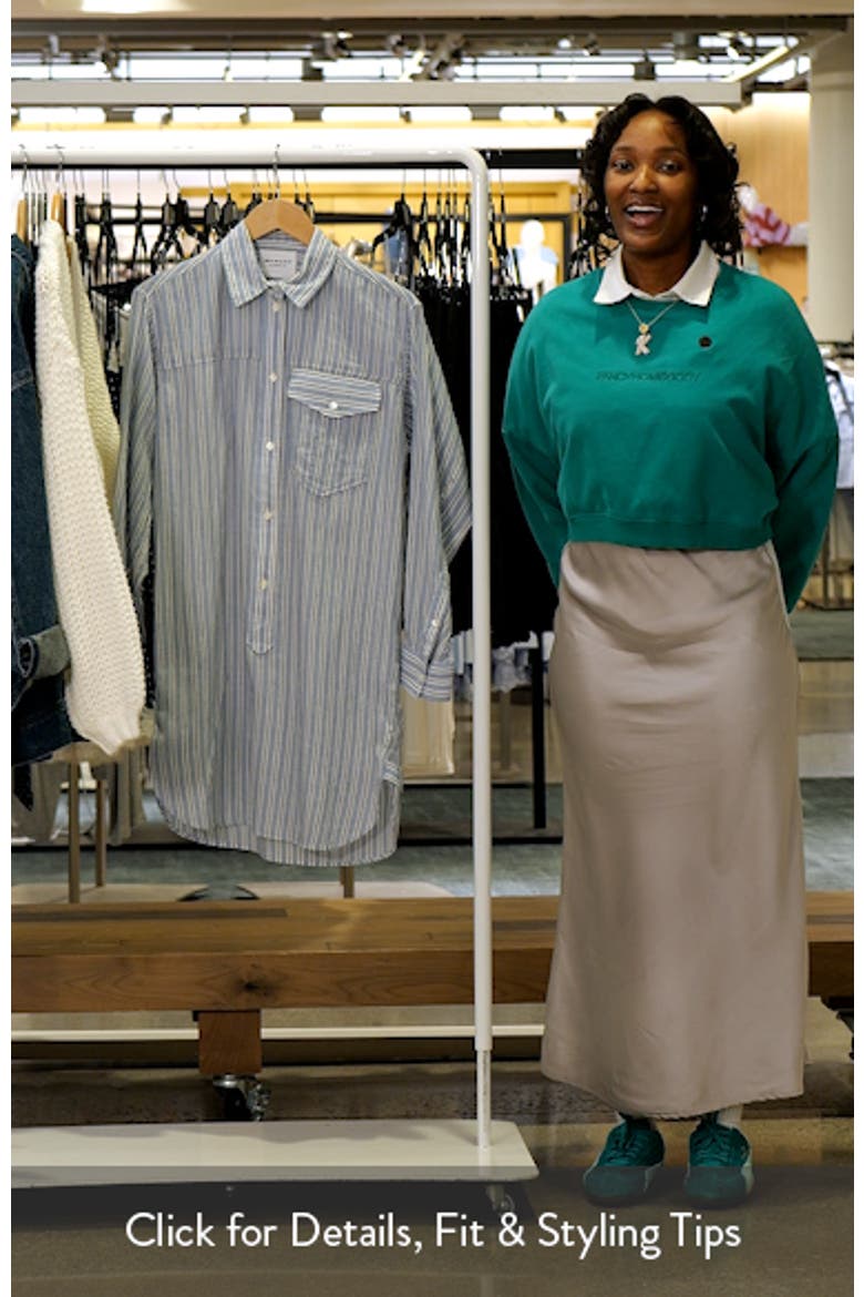 Loriane Stripe Tie Belt Long Sleeve Cotton Shirtdress video