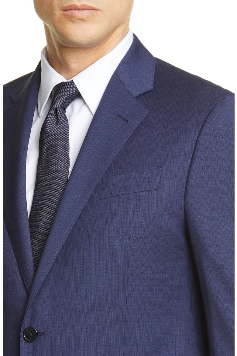 G Line Trim Fit Solid Wool Suit, Alternate, color, BLUE
