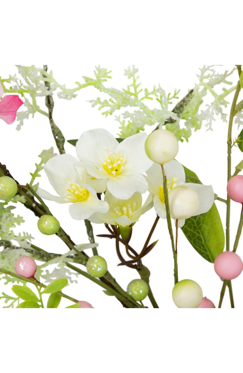 Northlight Hydrangea and Berry Floral Spring Garland - 5' - Pink and White, Alternate, color, Pink