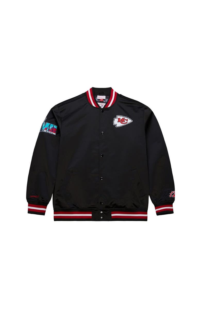 Mitchell & Ness Men's Mitchell & Ness Black Kansas City Chiefs Double Down Satin Full-Snap Jacket, Alternate, color, Black