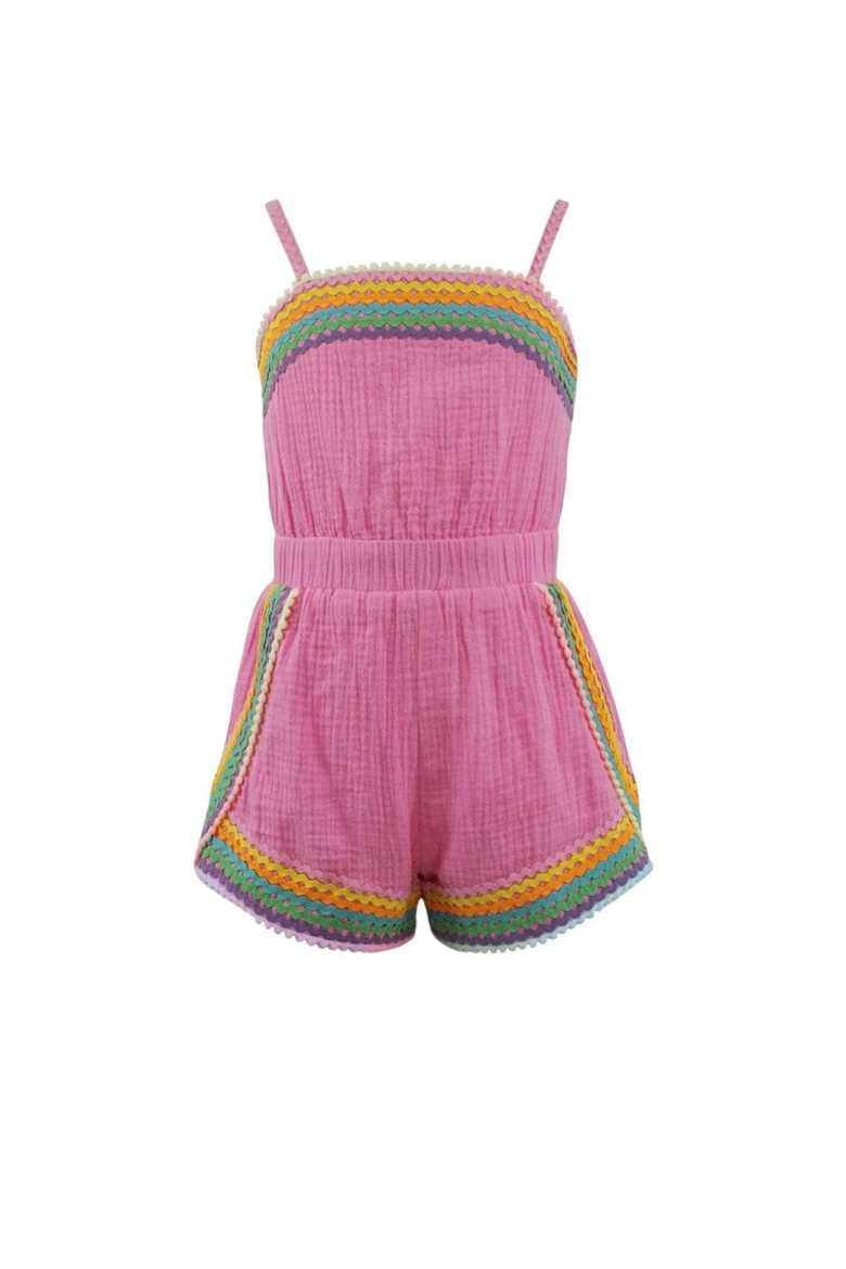 Rainbow Summer Romper, Main, color, Pink