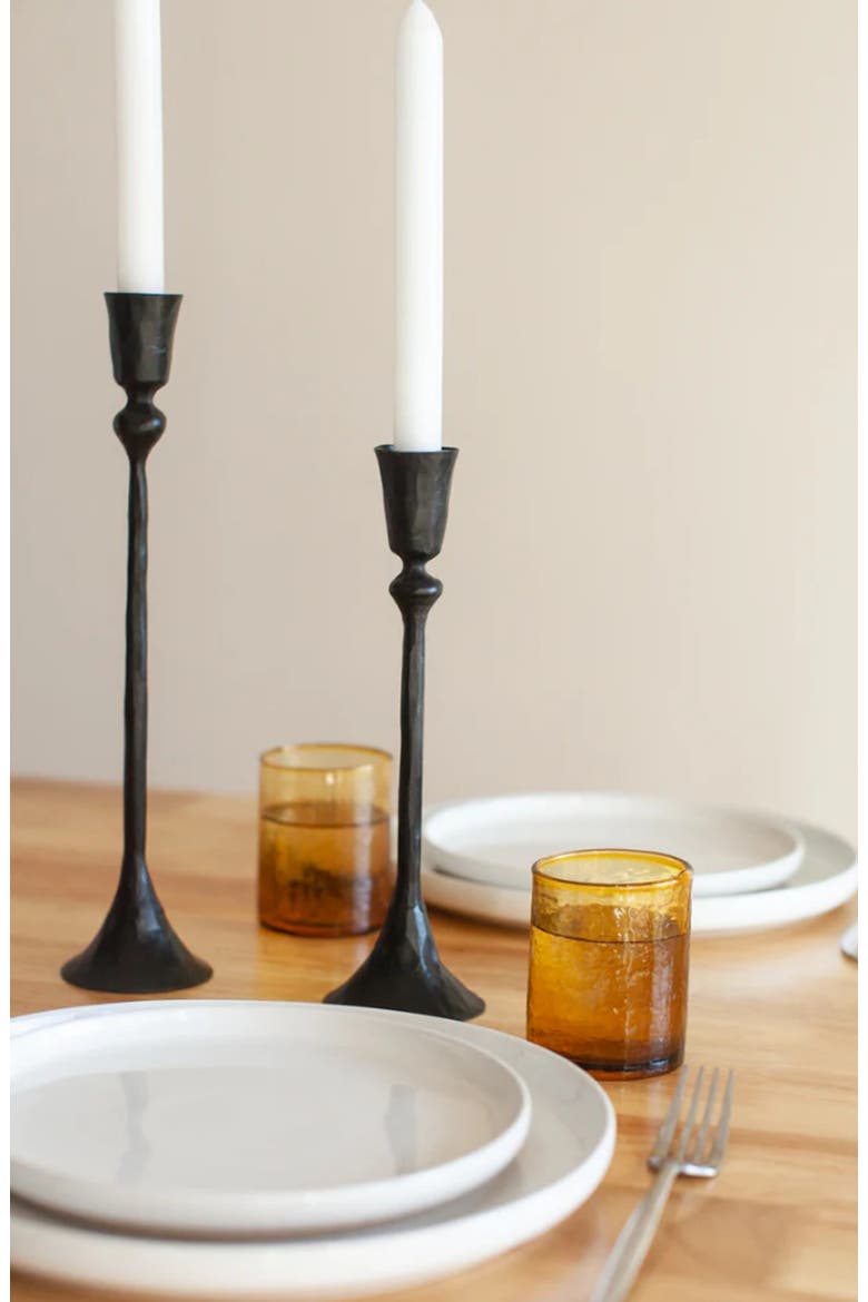 Gemini Hand-Forged Iron Candle Stands - Set of 2, Alternate, color, Black