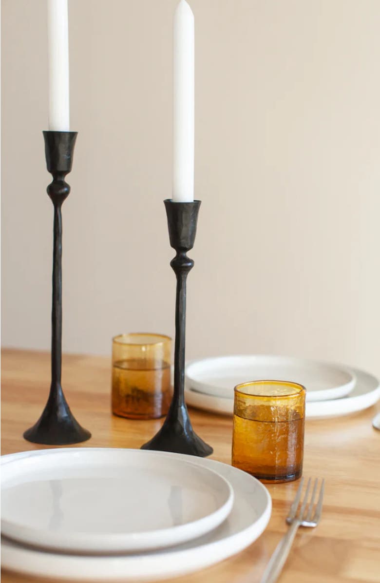 Creative Women Gemini Hand-Forged Iron Candle Stands - Set of 2, Alternate, color, Black