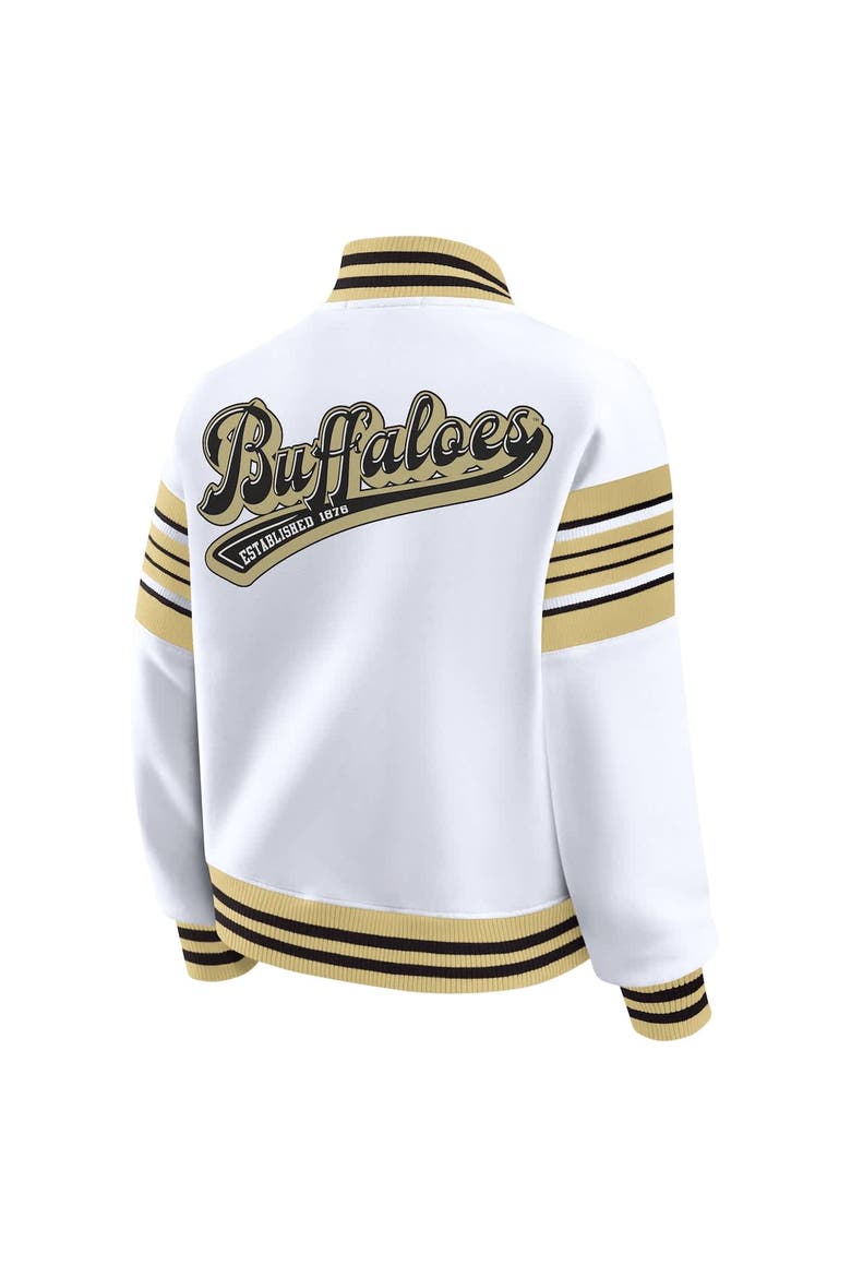 Women's WEAR by Erin Andrews White/Gold Colorado Buffaloes Satin Stitch Full-Snap Fleece Sweatshirt Jacket, Alternate, color, White