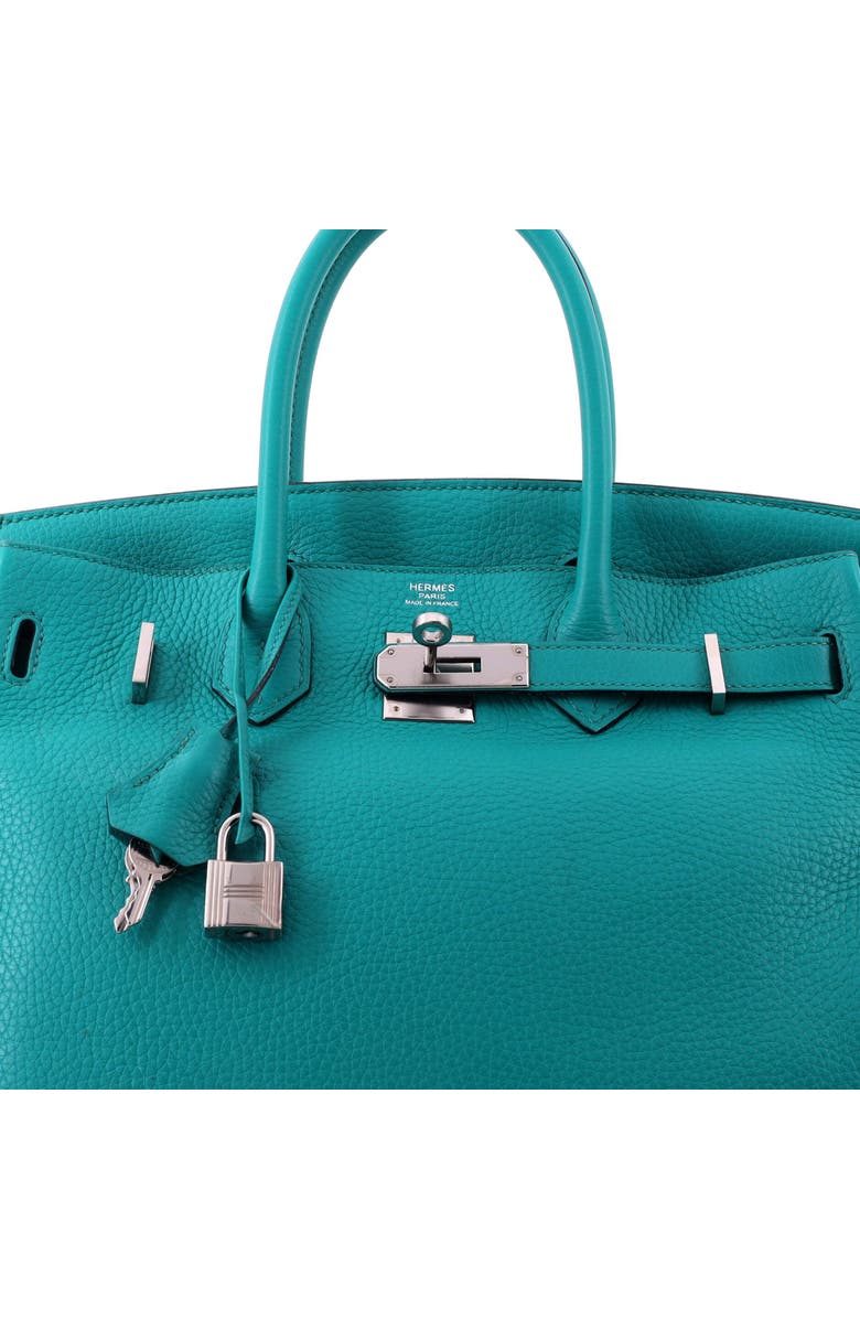Pre-Owned Hermes Birkin Handbag Blue Clemence with Palladium Hardware 30, Alternate, color, Bleu Paon