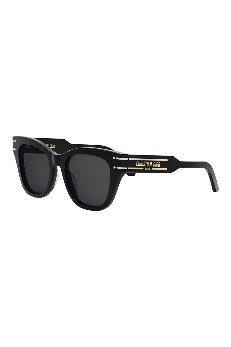 'DiorSignature B4I 52mm Butterfly Sunglasses, Alternate, color, SHINY BLACK / SMOKE