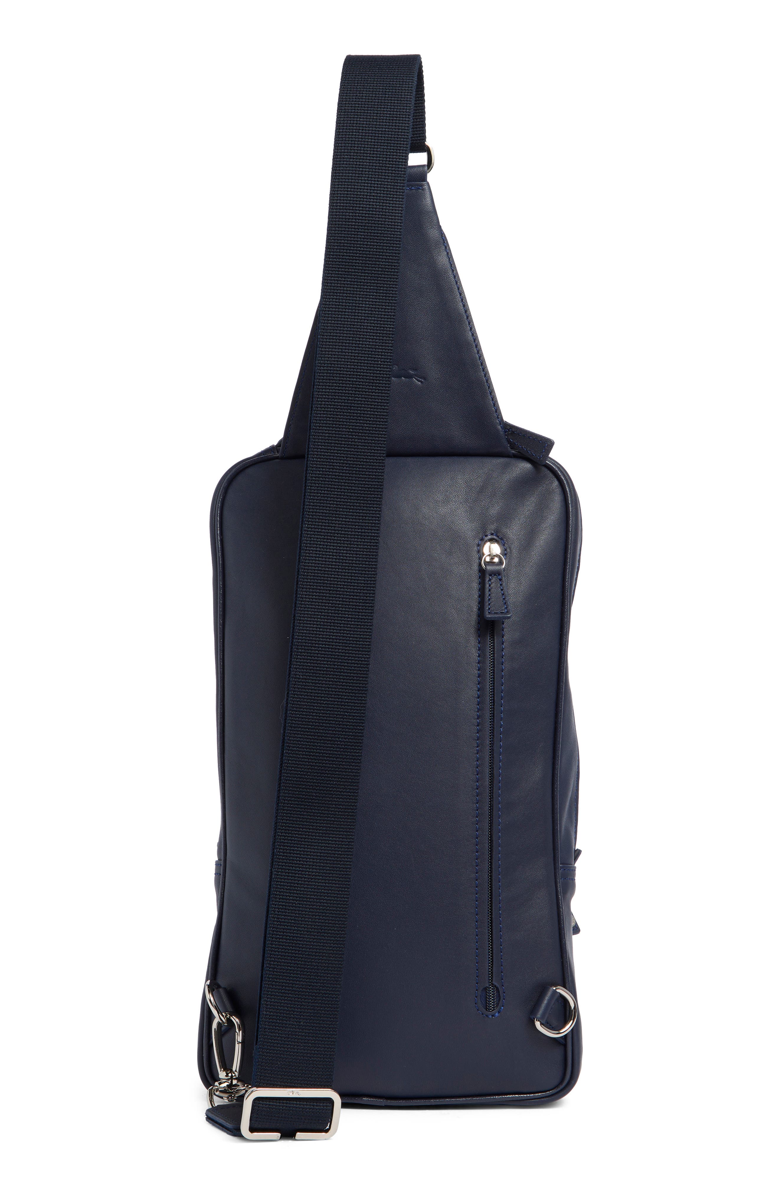 Parisis Leather Sling Crossbody Bag, Alternate, color, NAVY