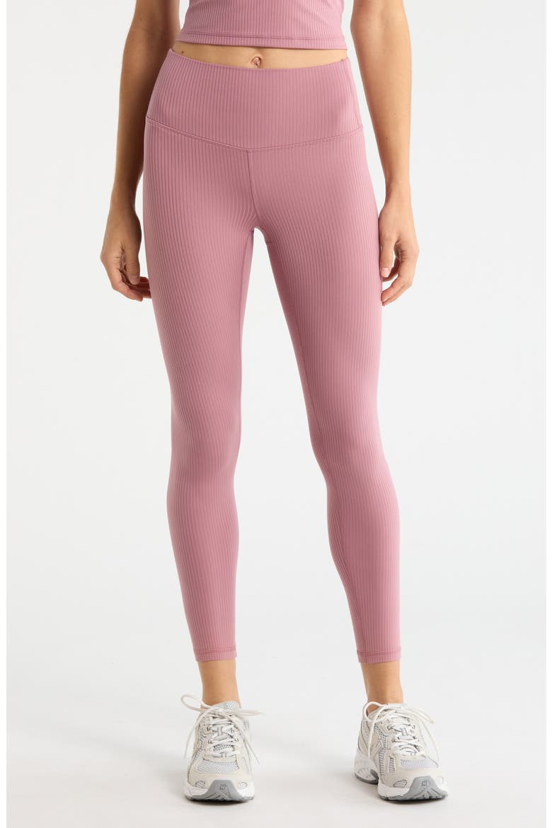 Thrive Rib High Waist 7/8 Leggings, Main, color, PURPLE WISTFUL