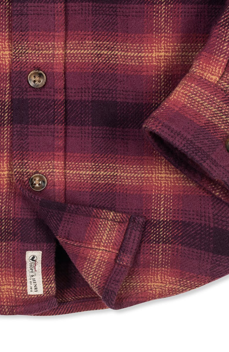 Hope & Henry Kids' Organic Long Sleeve Flannel Button Down Shirt, Alternate, color, Sugar Plum Plaid