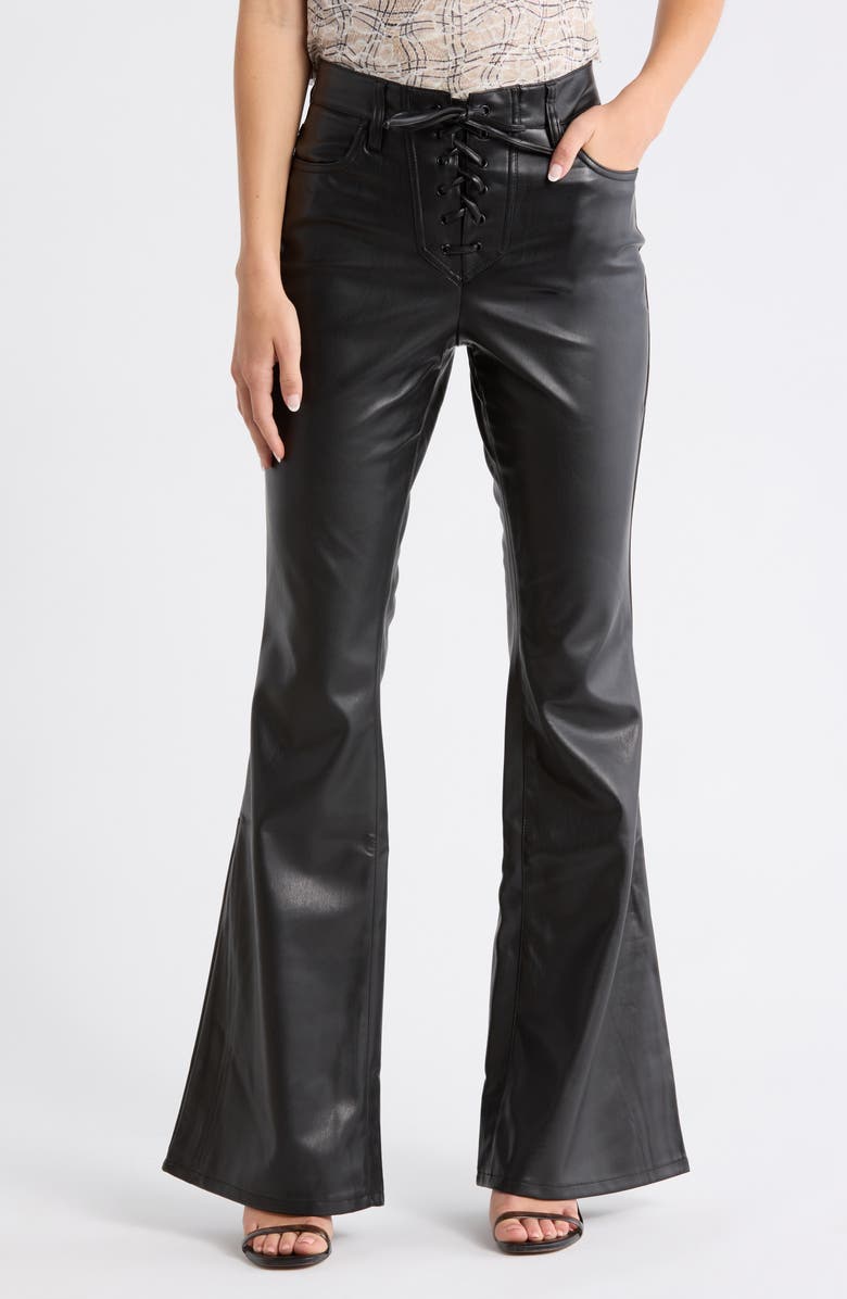 AFRM Astrid High Rise Lace Up Flare Pants, Main, color, Noir