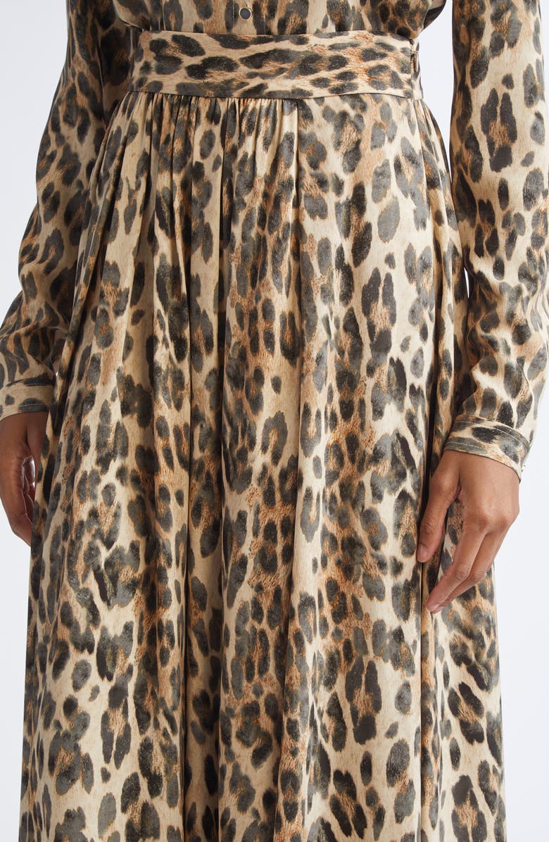 ST. JOHN Leopard Print Silk Georgette Skirt, Alternate, color, Bronze Latte Multi