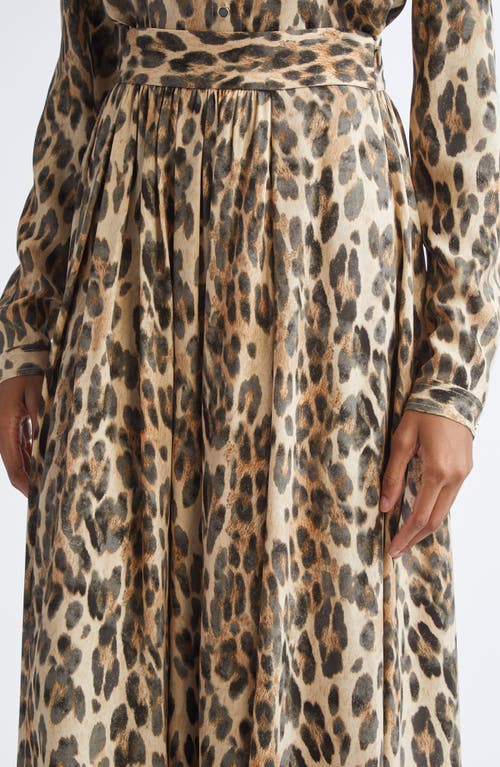 St John St. John Leopard Print Silk Georgette Skirt In Animal Print