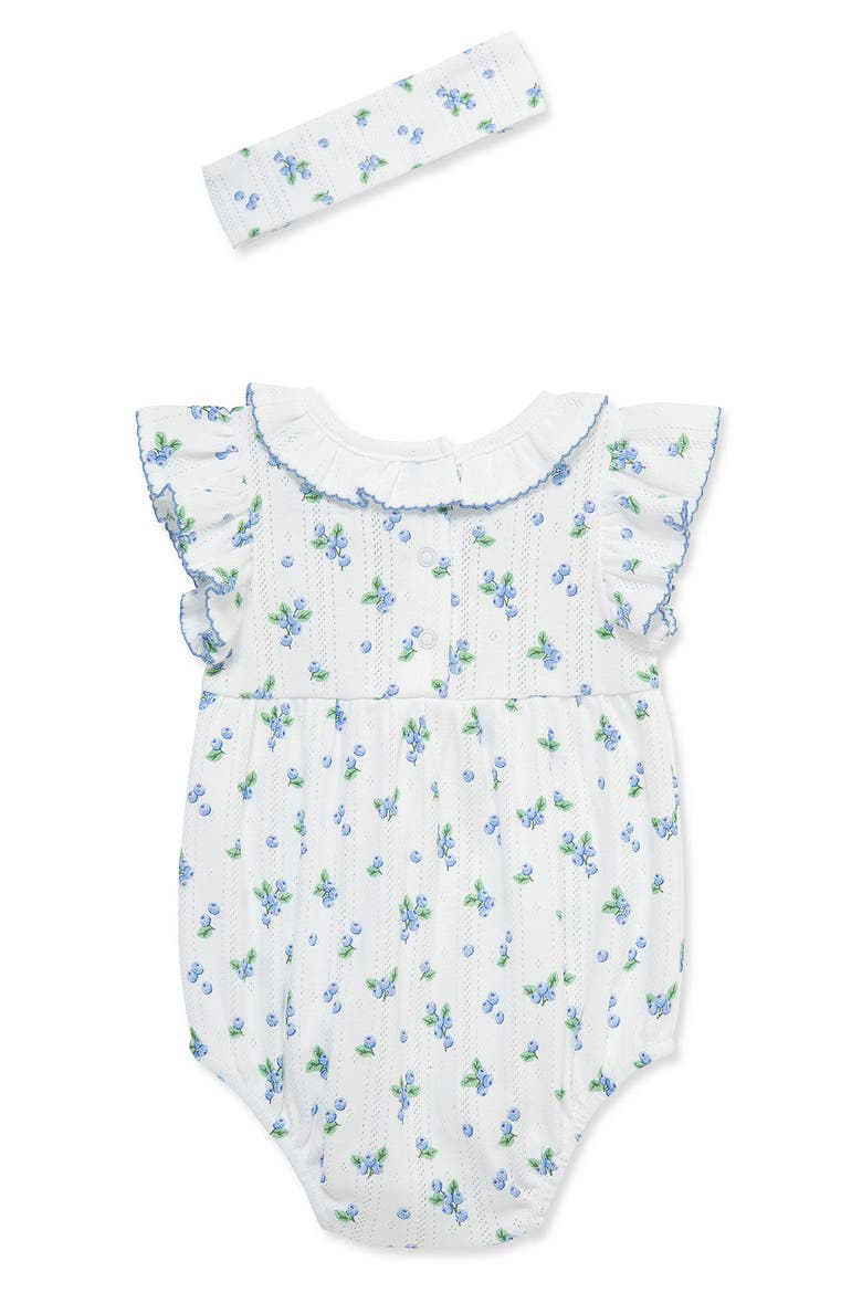 Blueberry Bubble Romper & Headband Set, Alternate, color, WHITE/ BLUE