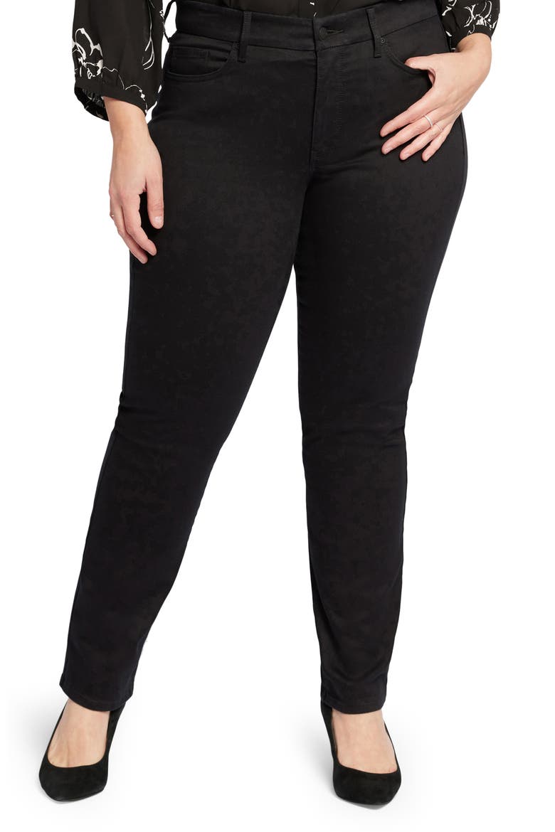 Marilyn Waist Match Straight Leg Jeans, Main, color, BLACK
