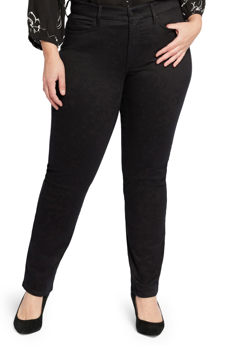 NYDJ Marilyn Waist Match Straight Leg Jeans, Main, color, Black