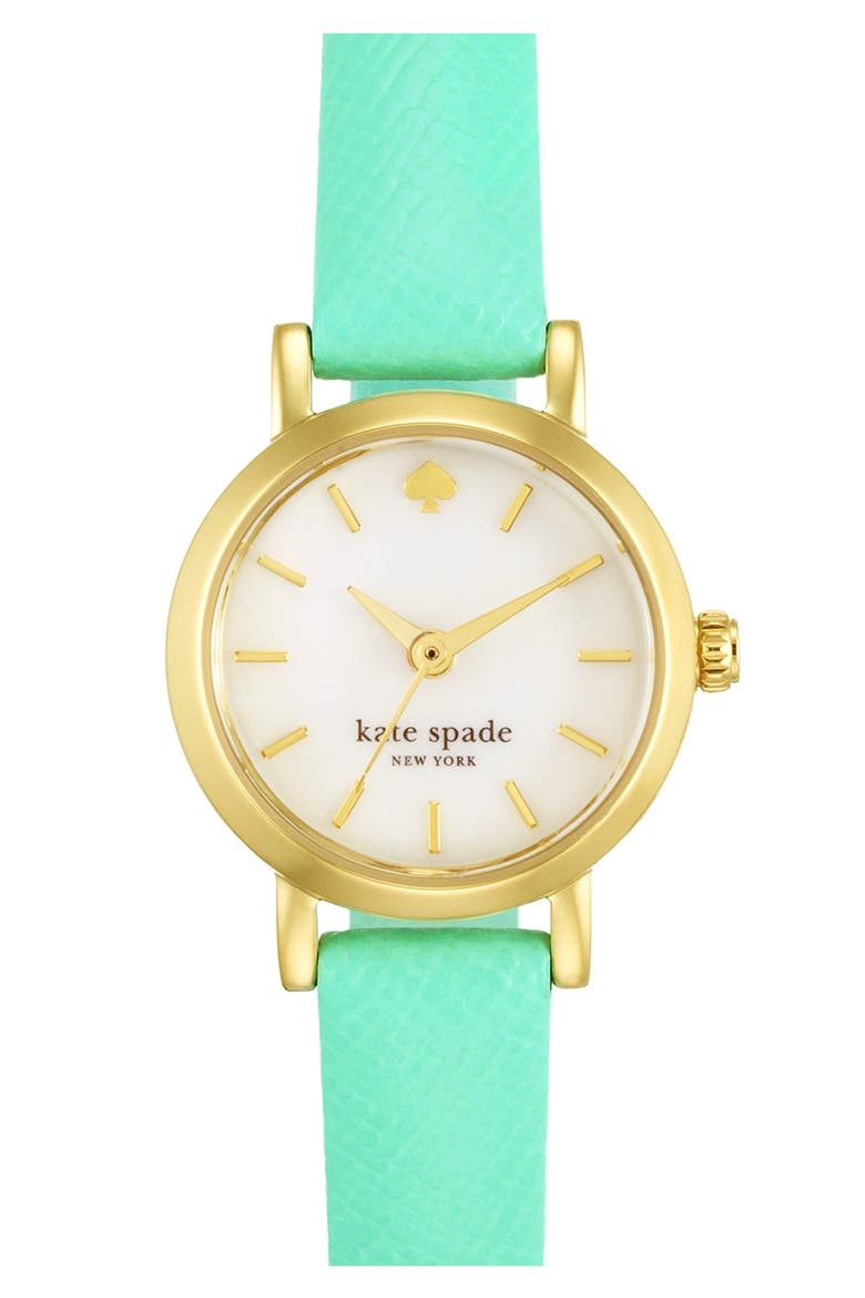 'tiny metro' leather strap watch, 20mm, Main, color, BUD GREEN