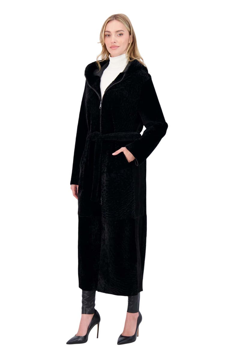 GORSKI Reversible Textured Genuine Shearling Coat, Alternate, color, Black/Black