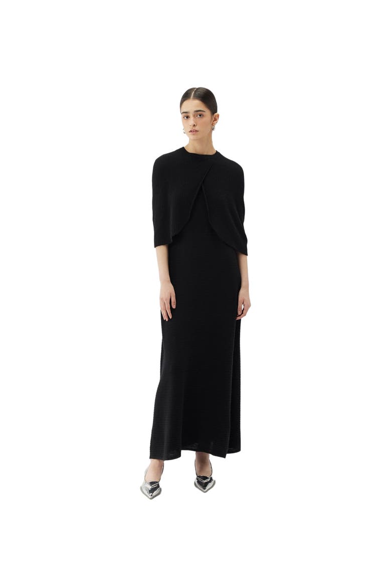 Lightweight Silk Cashmere Capelet, Alternate, color, Black