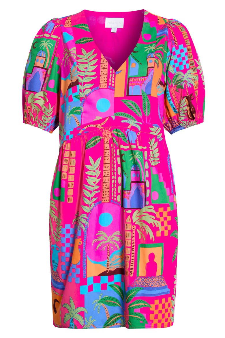 Lanus City Jerome Cotton Babydoll Dress, Alternate, color, FUCHSIA-MULTI
