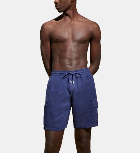 Men's Linen Bermuda Cargo Pockets Shorts