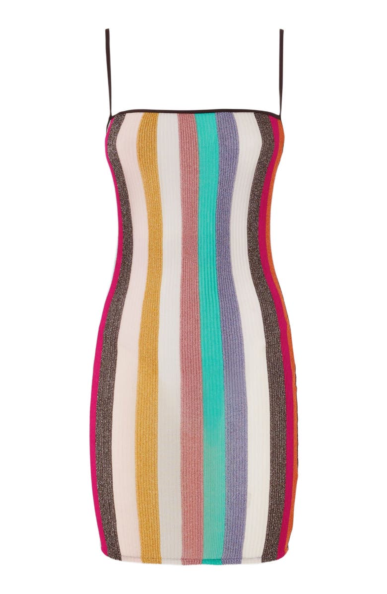 Missoni Short Dress In Striped Ribbed Lamé Knit, Alternate, color, 