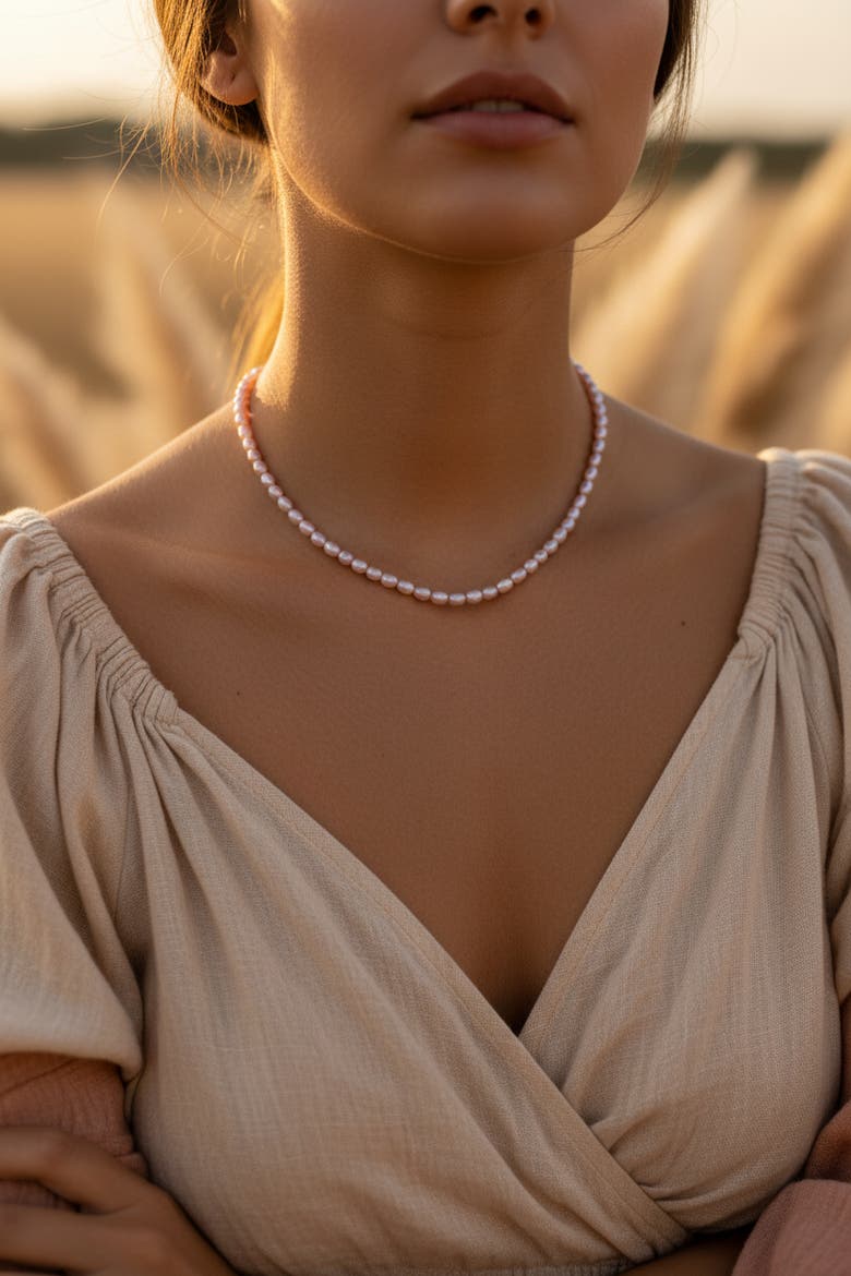 Freshwater Baroque Pearl Choker, Alternate, color, Silver