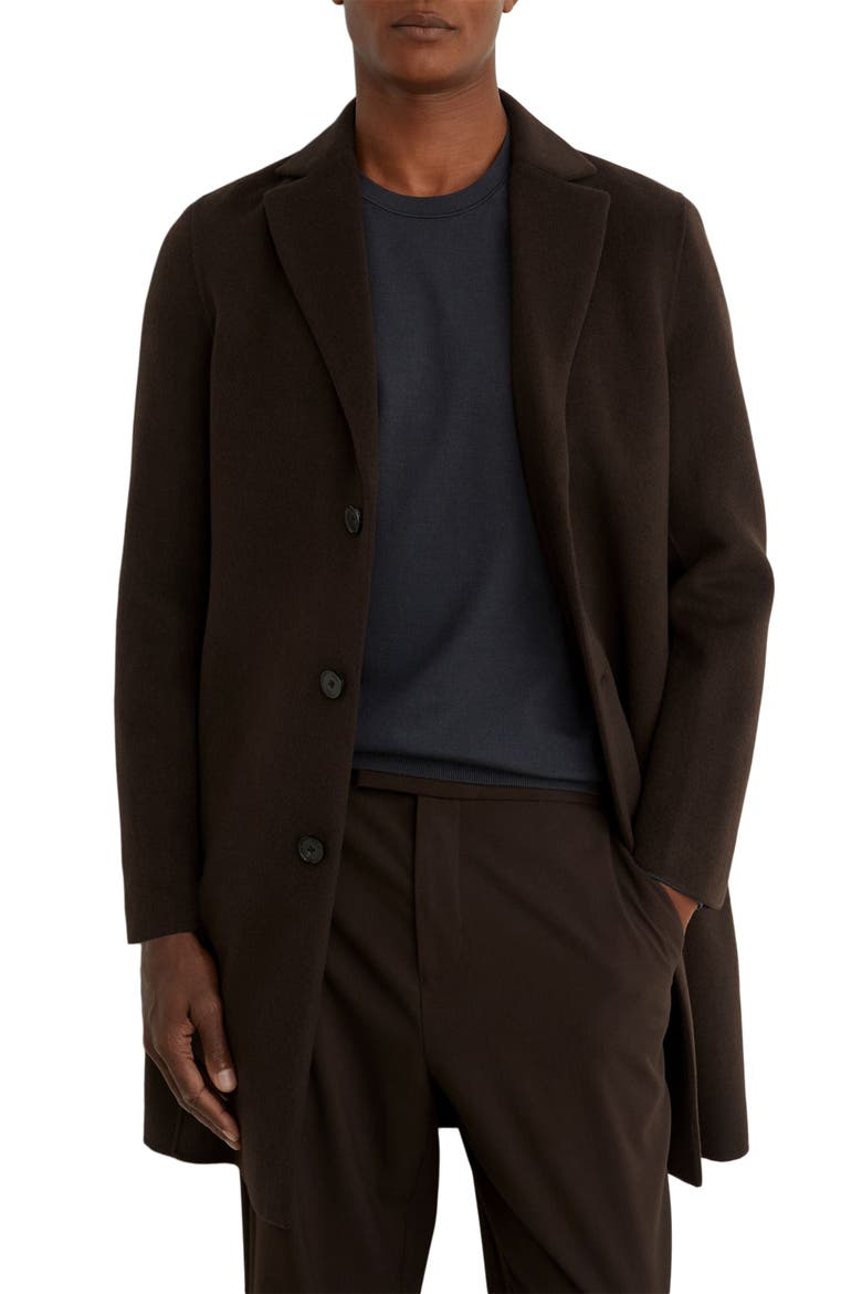 Knight Wool Blend Epsom Coat, Main, color, DARK BROWN