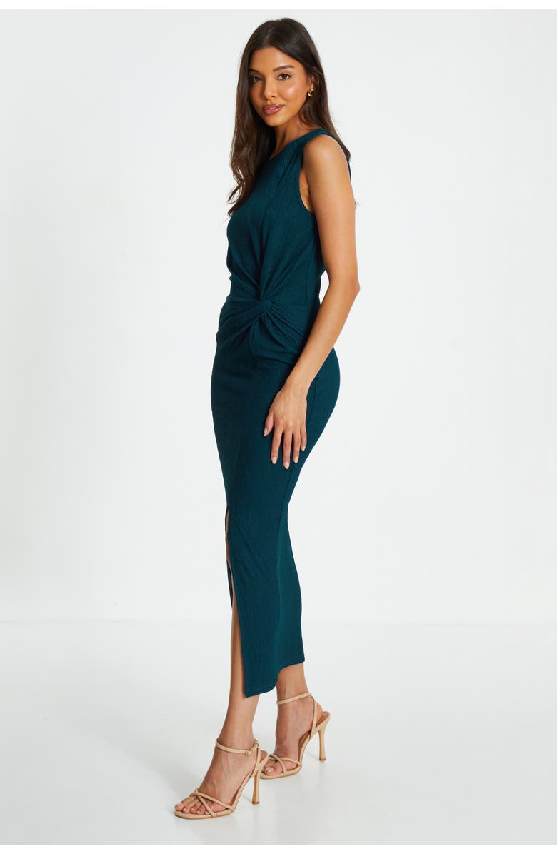 QUIZ Textured Round Neck Sleeveless Knot Front Maxi Dress, Alternate, color,