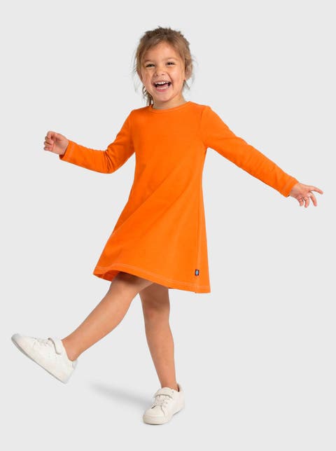 Girl's Soft 100% Cotton Baby Rib Long Sleeve Dress