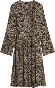 Zadig & Voltaire Rinas Long Sleeve Leopard Print Dress