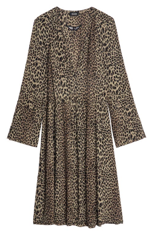 Zadig & Voltaire Rinas Leopard-print V-neck Mini Dress In Gray