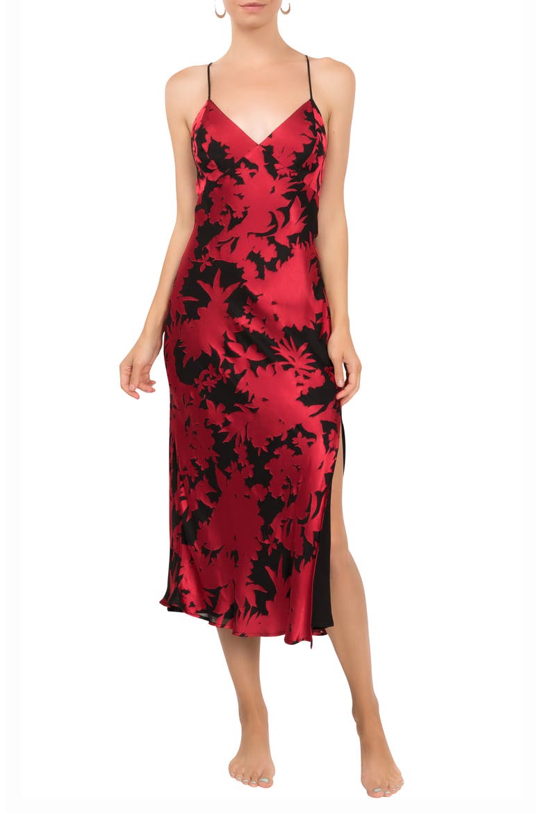 Joan Floral Strappy Nightgown, Main, color, RED BLACK FLORAL