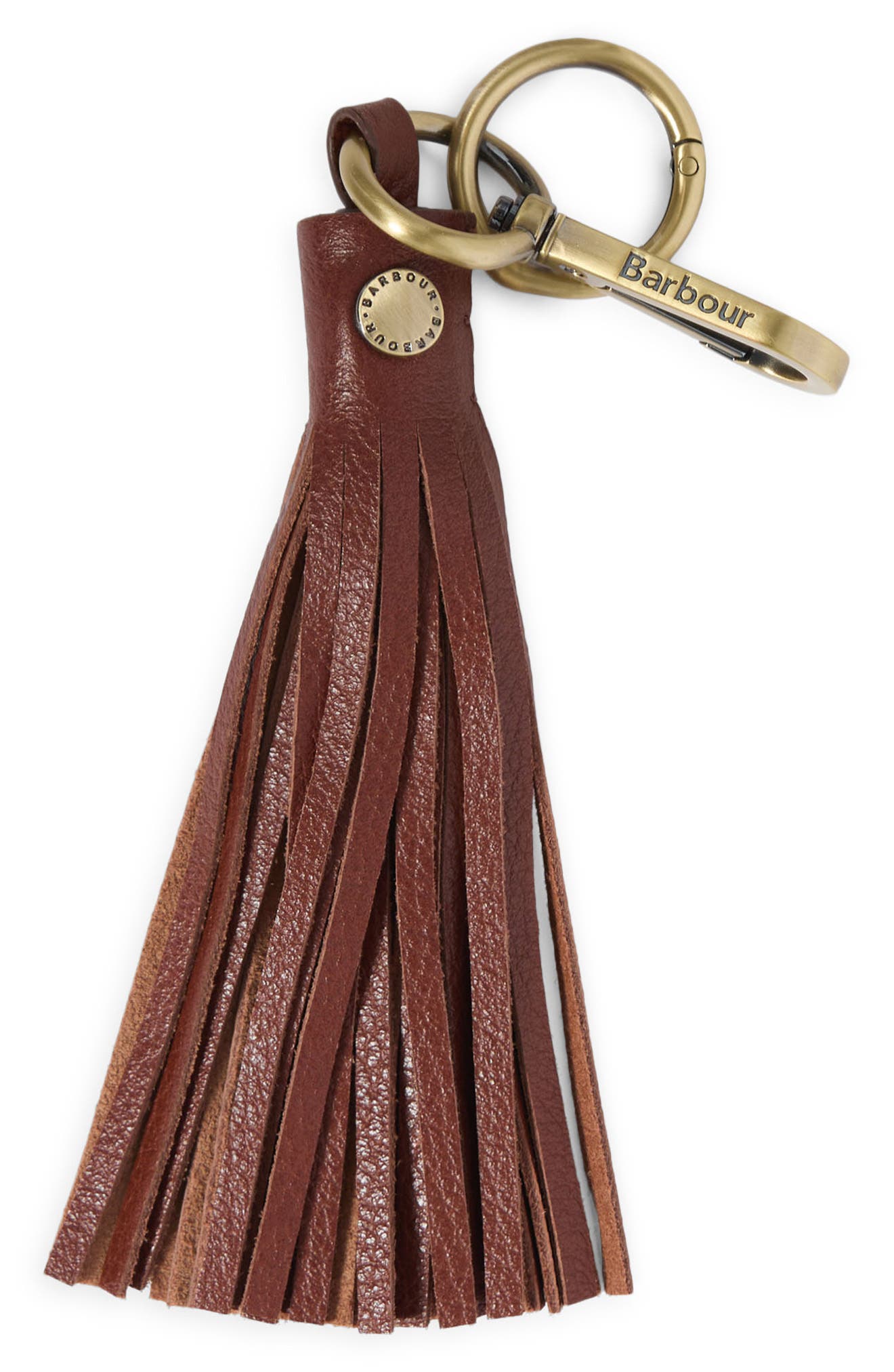 Tassel Leather Bag Charm, Alternate, color, BROWN