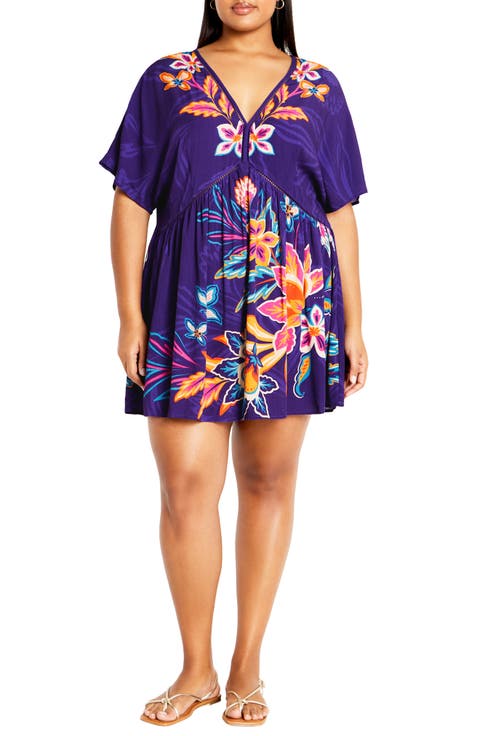Island Breeze Short Caftan Swim Cover-Up (Plus)