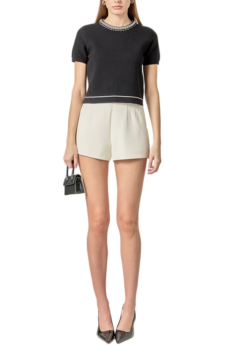 Braided Neckline Knit Top, Alternate, color, BLACK