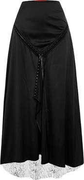 PCFG The Party Edit Slit Lace Panel Satin Maxi Skirt