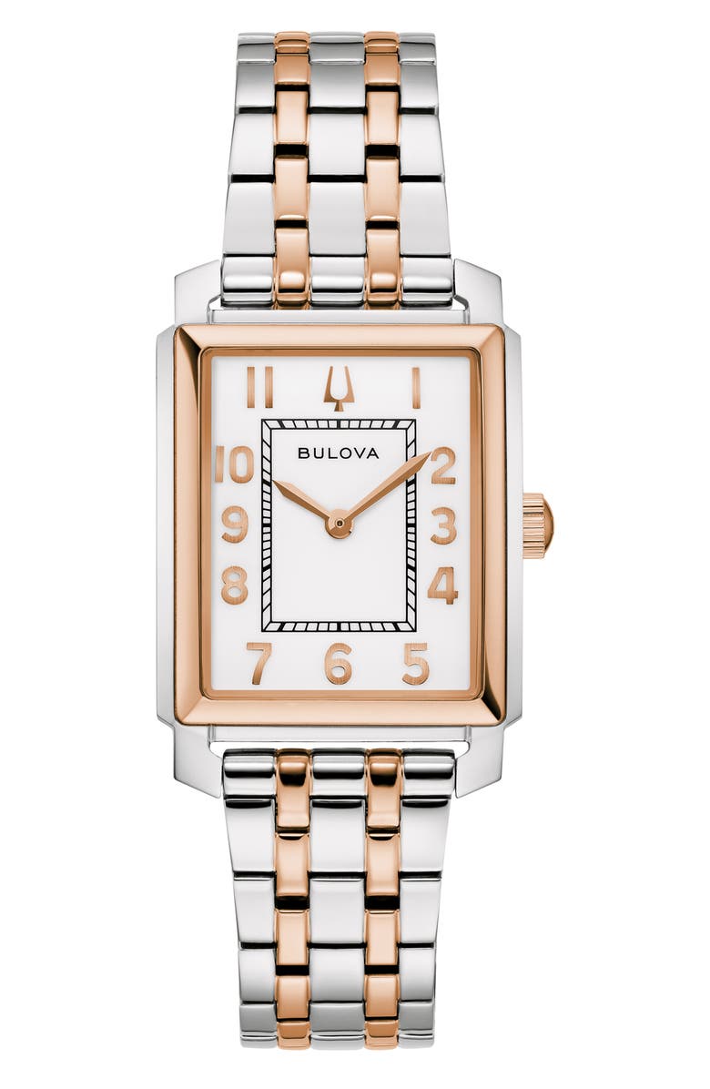 BULOVA Sutton Rectangular Two-Tone Bracelet Watch, 25mm x 37mm, Main, color, Two-Tone