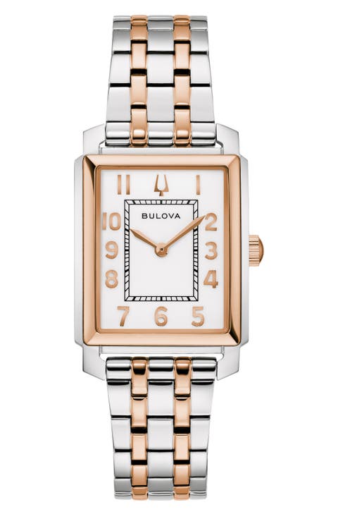 Sutton Rectangular Two-Tone Bracelet Watch, 25mm x 37mm