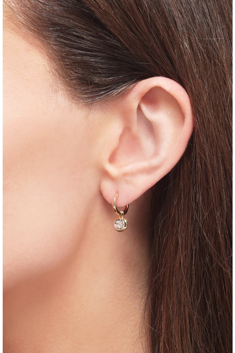 Lab Grown Diamond Oval Huggie Hoop Earrings, Alternate, color, 18K GOLD VERMEIL / LAB DIAMOND