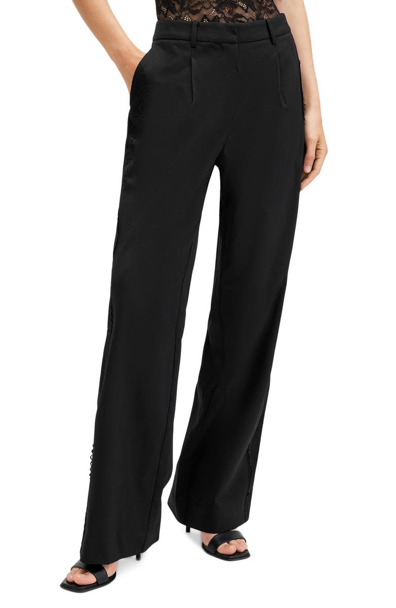 AllSaints Lacey Lace Trim Flare Pants, Main, color, 