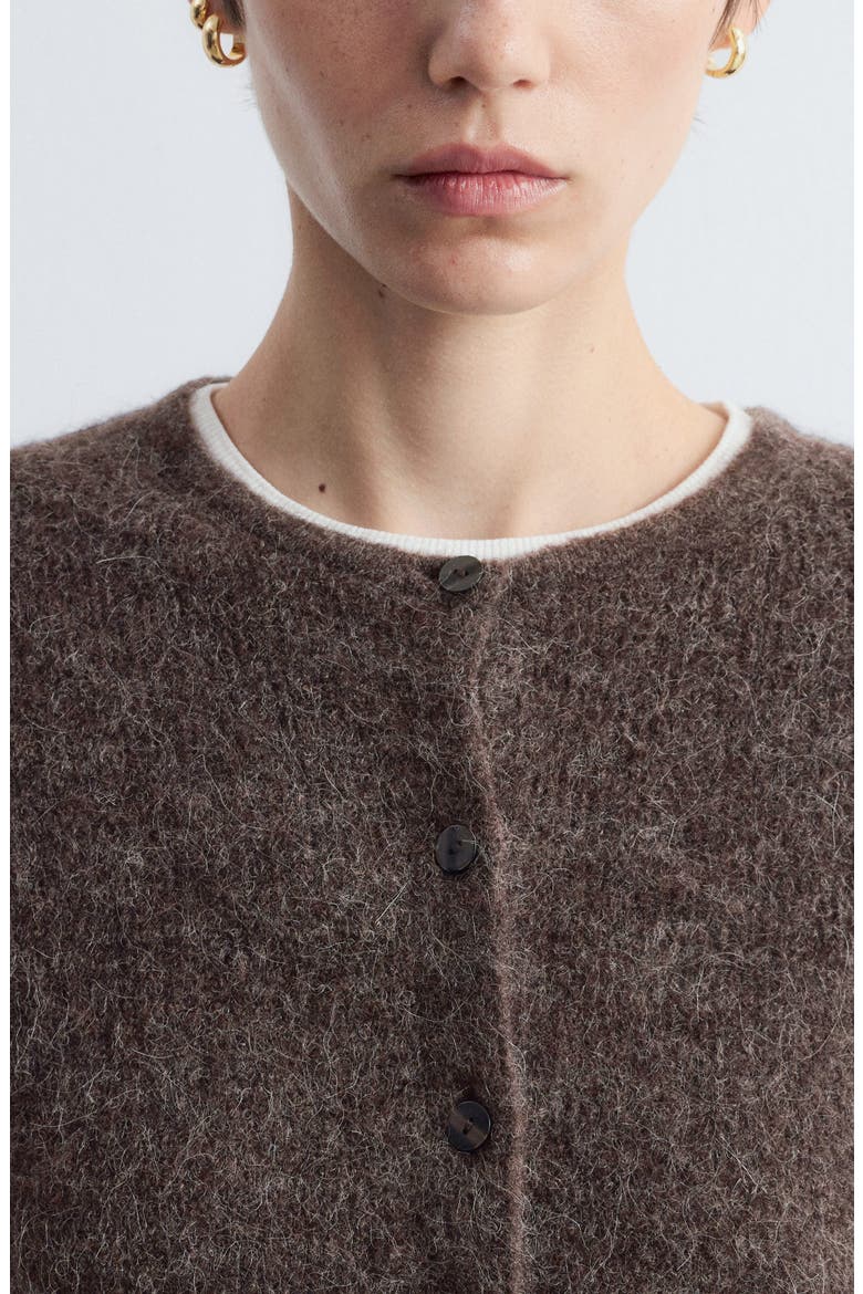 Alpaca & Wool Blend Cardigan, Alternate, color, BROWN DARK