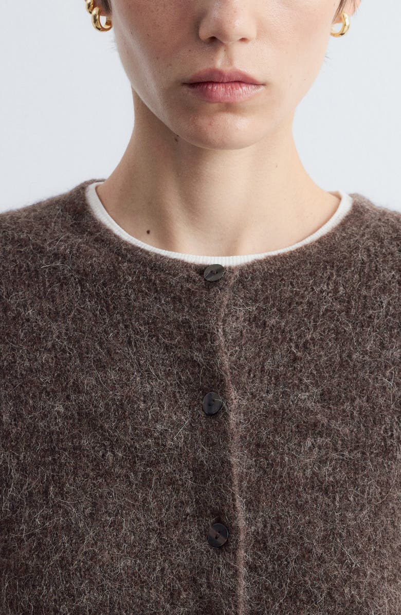 & Other Stories Alpaca & Wool Blend Cardigan, Alternate, color, Brown Dark