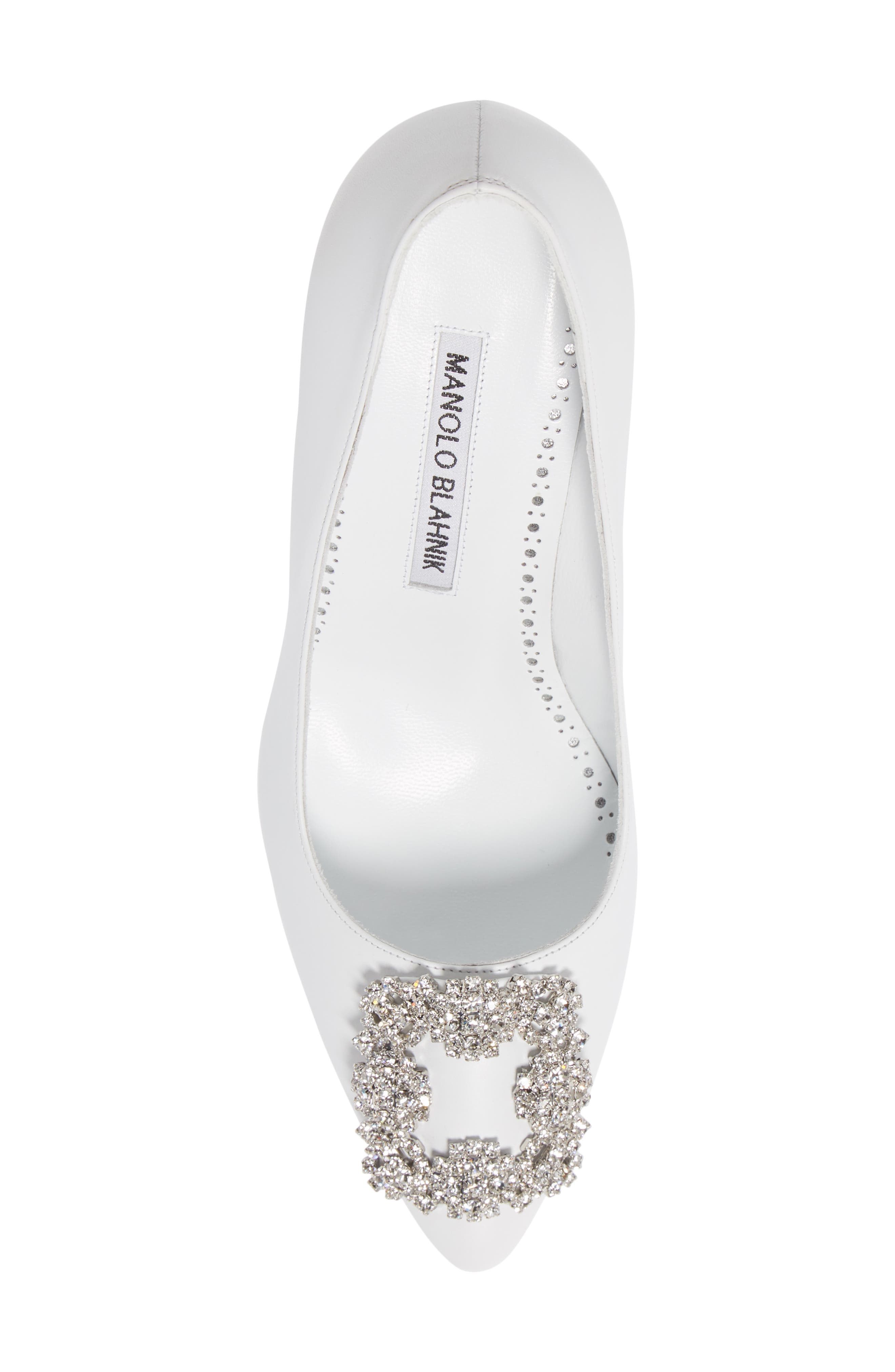 Manolo Blahnik Hangisi Crystal Buckle Pump, Alternate, color, White
