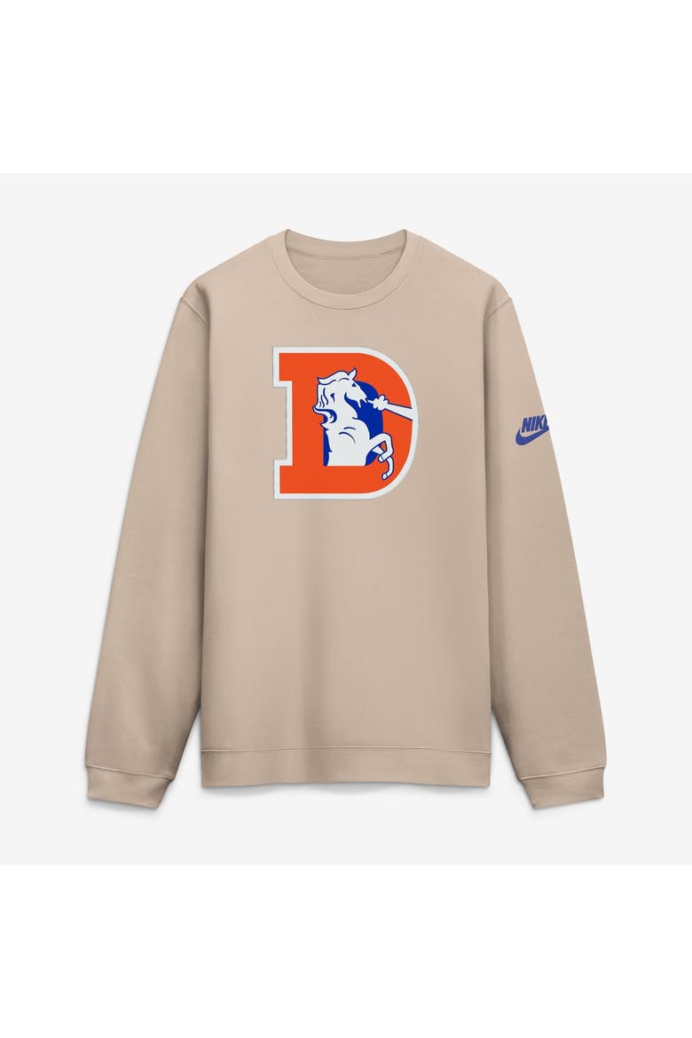 Men's Nike Sand Denver Broncos I-Formation Rewind Club Crew Sweatshirt, Main, color, Sand