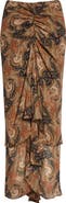 Veronica Beard Sira Paisley Print Ruffle Silk High-Low Skirt