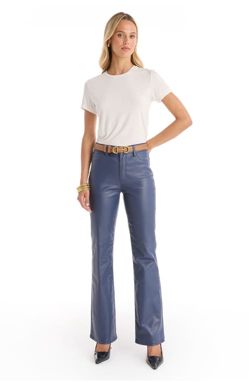 The Noli Shop Aria Coated Flare Jean In Blue