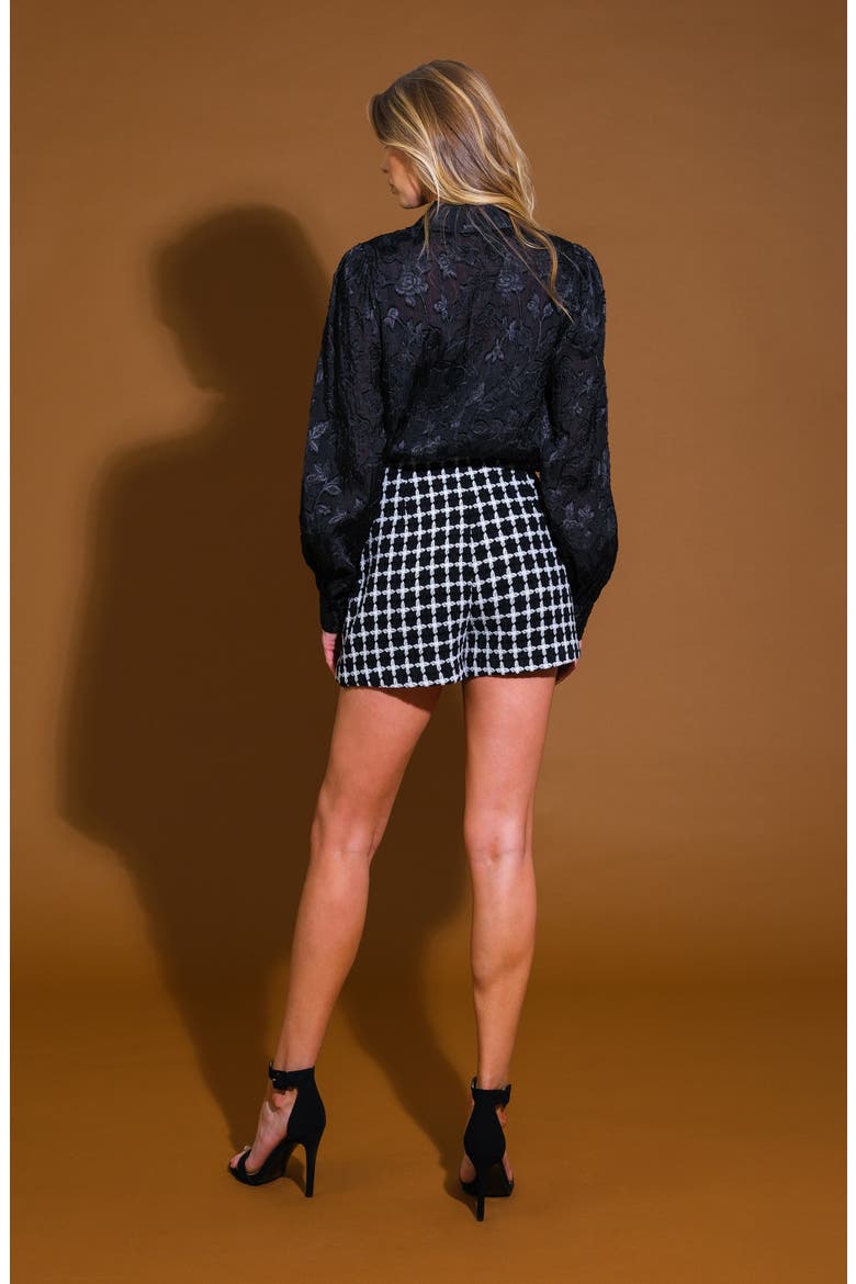 Floral Jacquard Long Sleeve Button-Up Shirt, Alternate, color, BLACK